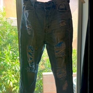 jeans with butterfly chain